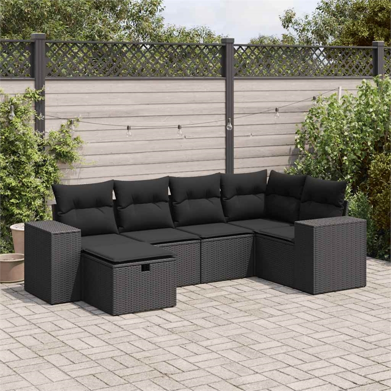 vidaXL 6 Piece Poly Rattan Sofa Set in Black