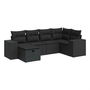 vidaXL 6 Piece Poly Rattan Sofa Set in Black