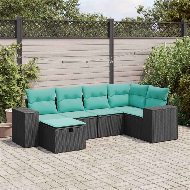 vidaXL 6 Piece Steel Sofa Set in Black