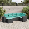 vidaXL 6 Piece Steel Sofa Set in Black