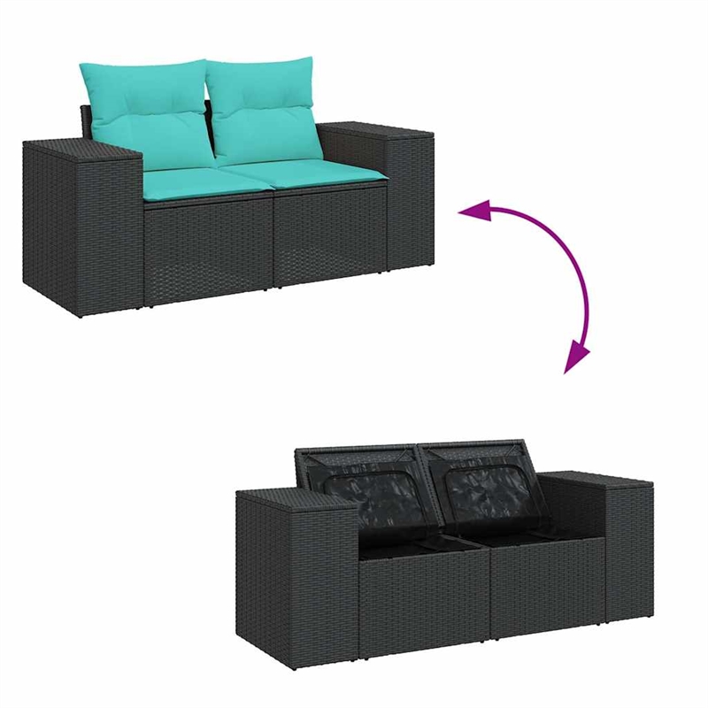 vidaXL 6 Piece Steel Sofa Set in Black