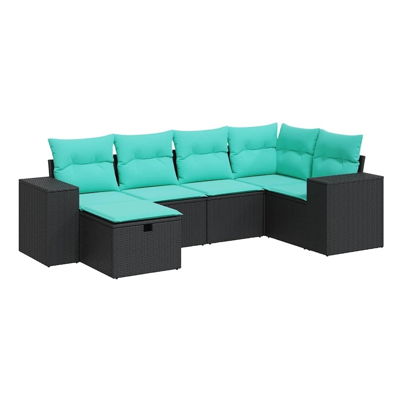 vidaXL 6 Piece Steel Sofa Set in Black