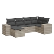 vidaXL 6 Piece Poly Rattan Large Sofa Set w/ Removable Covers in Gray