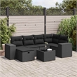 vidaXL 7 Piece Poly Rattan Sofa Set in Black