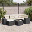 vidaXL 7 Piece Poly Rattan Sofa Set in Black/White/Cream