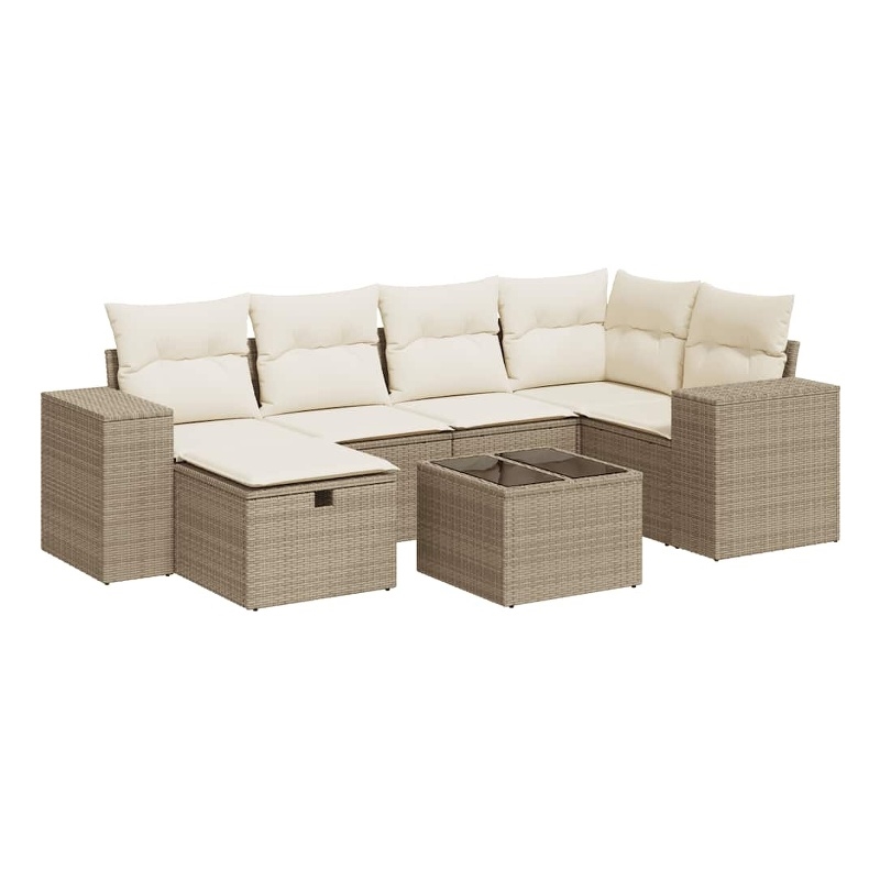 vidaXL Steel Sofa Set in White/Cream/Beige