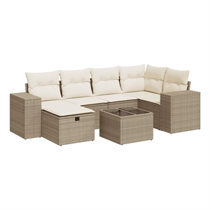 vidaXL Steel Sofa Set in White/Cream/Beige