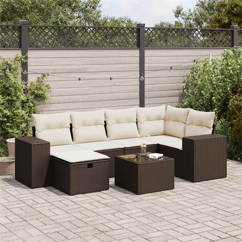 vidaXL 7 Piece Steel Sofa Set in Brown