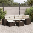 vidaXL 7 Piece Steel Sofa Set in Brown