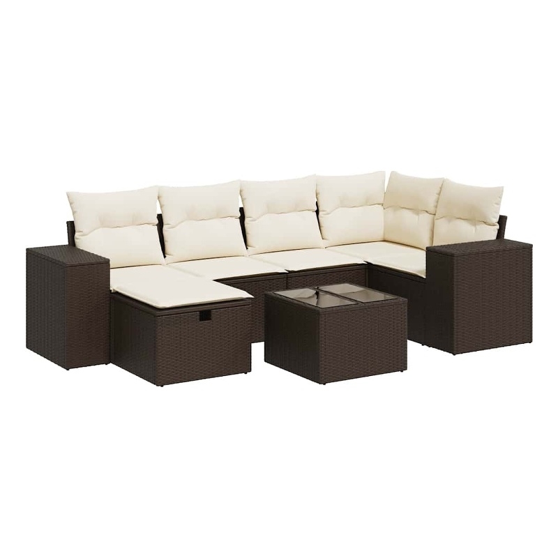vidaXL 7 Piece Steel Sofa Set in Brown
