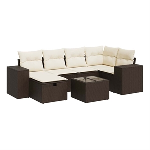 vidaXL 7 Piece Steel Sofa Set in Brown