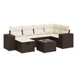 vidaXL 7 Piece Steel Sofa Set in Brown