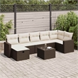 vidaXL 8 Piece Poly Rattan Large Sofa Set in Brown