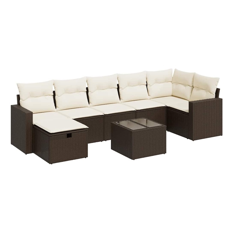 vidaXL 8 Piece Poly Rattan Large Sofa Set in Brown