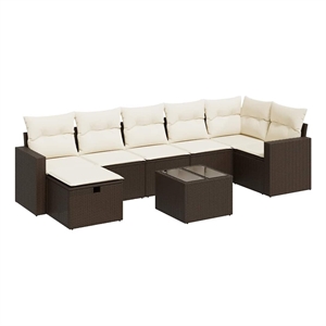 vidaXL 8 Piece Poly Rattan Large Sofa Set in Brown