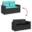 vidaXL 6 Piece Steel Sofa Set in Black/Blue