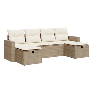 vidaXL 6 Piece Steel Small Sofa Set in Beige