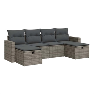 vidaXL 6 Piece Poly Rattan Sofa Set in Gray