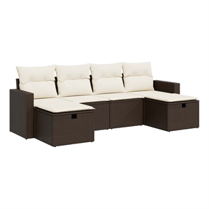 vidaXL Poly Rattan Large Sofa Set in Brown
