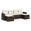 vidaXL Poly Rattan Large Sofa Set in Brown