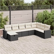 vidaXL 8 Piece Steel Large Sofa Set in Black/White/Cream