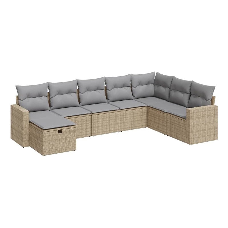 vidaXL 8 Piece Poly Rattan Sofa Set in Gray/Beige