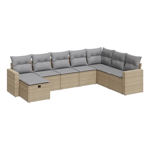 vidaXL 8 Piece Poly Rattan Sofa Set in Gray/Beige