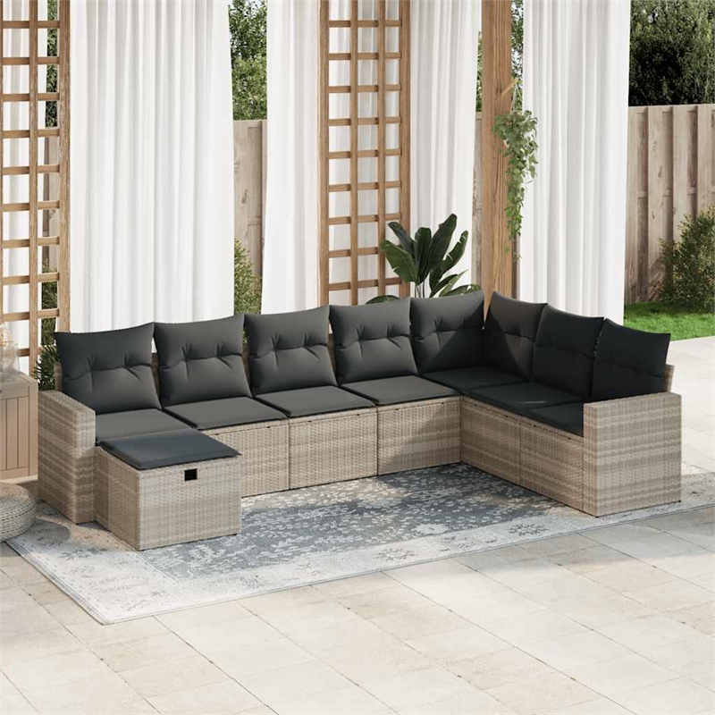 vidaXL 8 Piece Poly Rattan Sofa Set in Gray