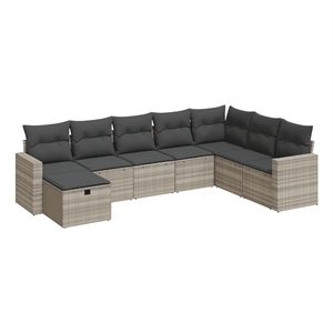 vidaXL 8 Piece Poly Rattan Sofa Set in Gray