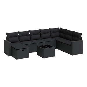vidaXL 9 Piece Poly Rattan Sofa Set in Black