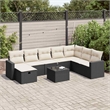 vidaXL 9 Piece Poly Rattan Sofa Set in Black/White/Cream