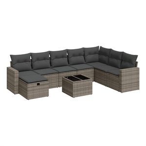 vidaXL 9 Piece Poly Rattan Small Sofa Set in Gray