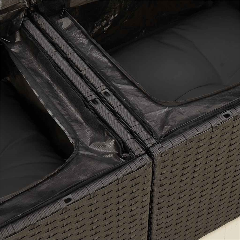 vidaXL 4 Piece Steel Small Sofa Set in Black