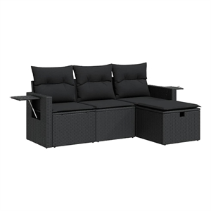 vidaXL 4 Piece Steel Small Sofa Set in Black