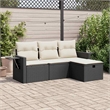 vidaXL 4 Piece Poly Rattan Sofa Set in Black/White/Cream