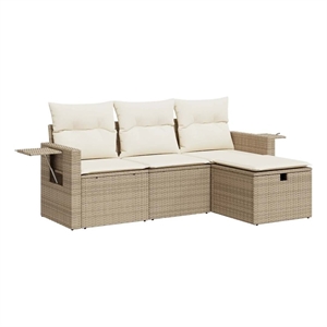 vidaXL 4 Piece Poly Rattan Sofa Set in Beige