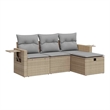 vidaXL 4 Piece Steel Sofa Set in Gray/Beige