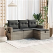 vidaXL 4 Piece Poly Rattan Small Sofa Set in Gray