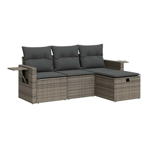 vidaXL 4 Piece Poly Rattan Small Sofa Set in Gray