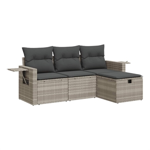 vidaXL 4 Piece Poly Rattan Medium Sofa Set in Gray