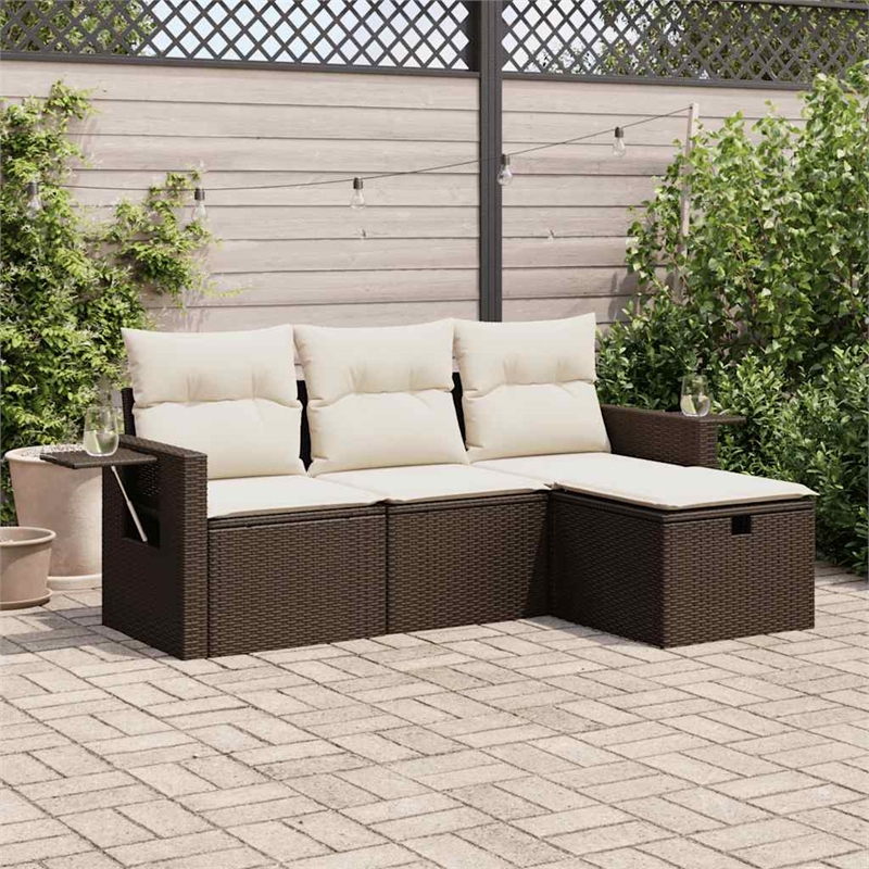 vidaXL Sofa Set in White/Brown/Cream