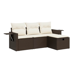 vidaXL Sofa Set in White/Brown/Cream