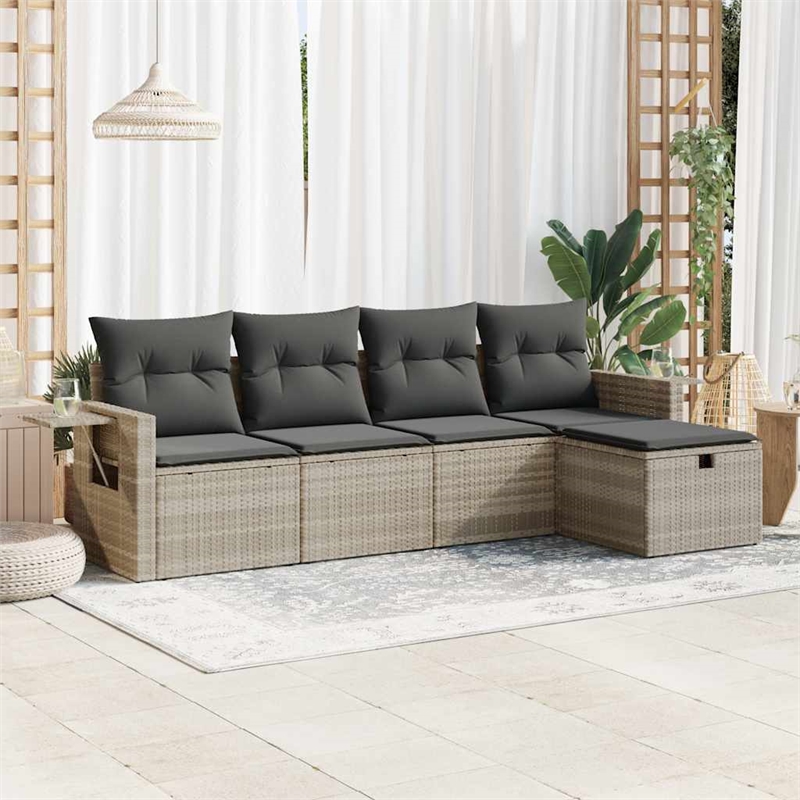 vidaXL 5 Piece Poly Rattan Sofa Set in Gray