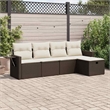 vidaXL 5 Piece Poly Rattan Sofa Set in White/Brown/Cream