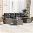 vidaXL 6 Piece Poly Rattan Sofa Set in Gray