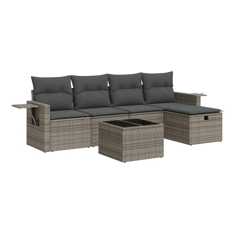 vidaXL 6 Piece Poly Rattan Sofa Set in Gray