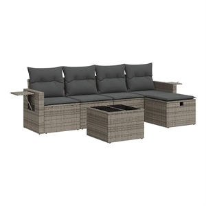 vidaXL 6 Piece Poly Rattan Sofa Set in Gray