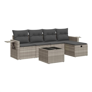 vidaXL 6 Piece Poly Rattan Medium Sofa Set in Gray