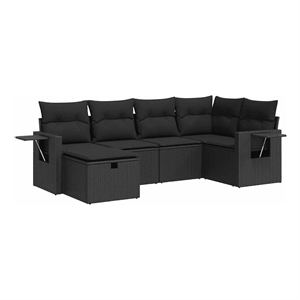 vidaXL 6 Piece Poly Rattan Sofa Set in Black