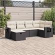 vidaXL 6 Piece Poly Rattan Small Sofa Set in Black/White/Cream